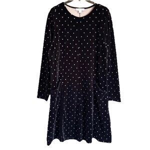 Coldwater Creek Black Velvet Dress Long Sleeve Size L